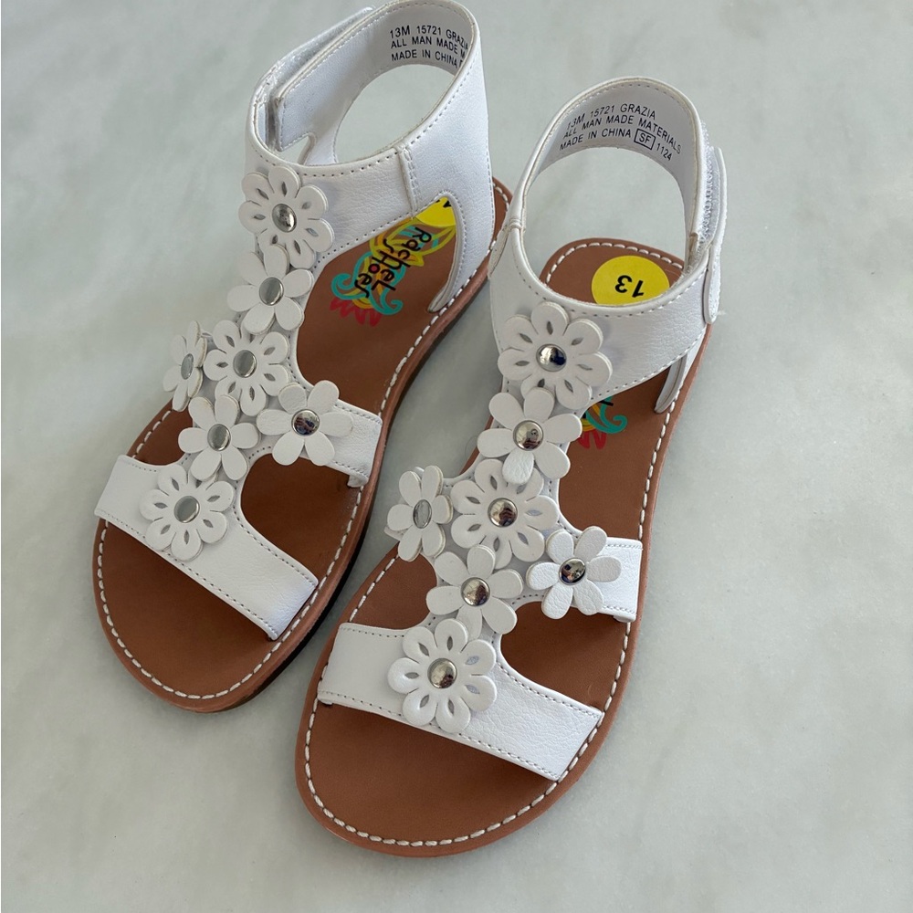 Rachel Shoes White Floral Kids Sandals